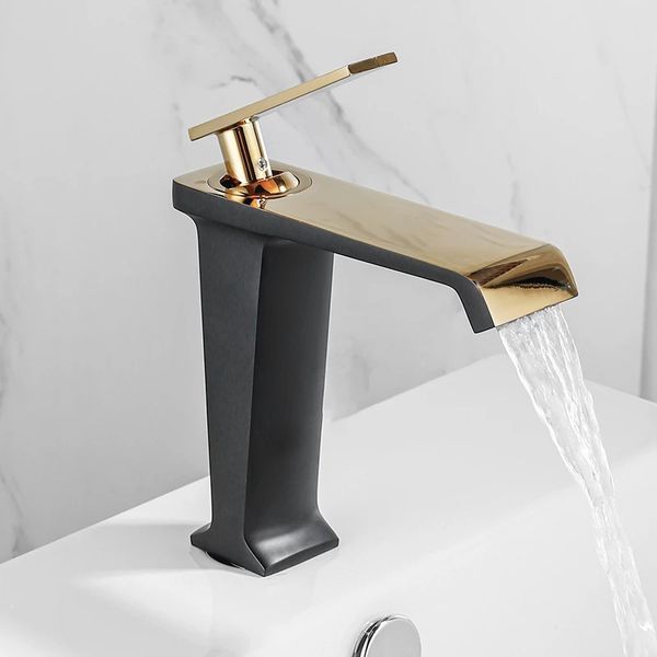Havza musluk altın banyo musluk lavabo musluğu tek delikli siyah musluk havza musluk
