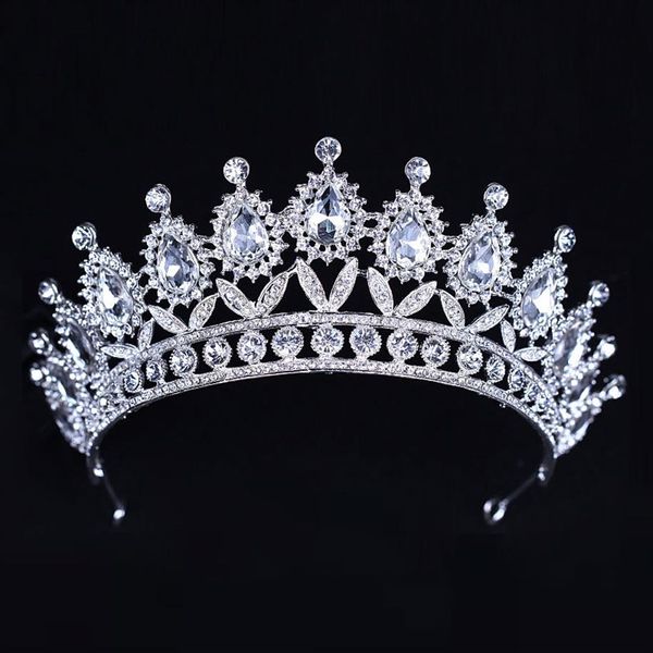 Luxuriöse silberne Kristalle, Hochzeitskronen, Perlen-Braut-Diademe, Strass-Kopfschmuck, Stirnband, günstiger Haarschmuck, Festzugskrone193b