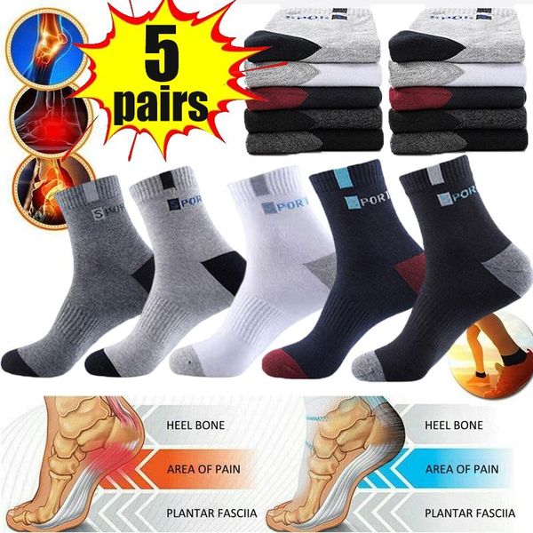 Herrensocken, 5 Paar, Bambusfaser, Herbst und Winter, Business-Männer, atmungsaktive Baumwolle, Sportsocke, Deodorant, Plantarfasziitis