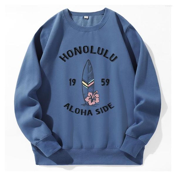 Herren Hoodies Honolulu 1959 Aloha Side Surfer Paradise Print Kapuzenpullover Mann Lose Atmungsaktive Sweatshirts Basic Casual Pullover Täglicher Hoodie