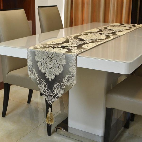 Caminho de mesa Jacqurard minimalista europeu de luxo moderno para mesa de centro Decoração jogo americano Toalha de mesa 32 cm x 210 cm295Z
