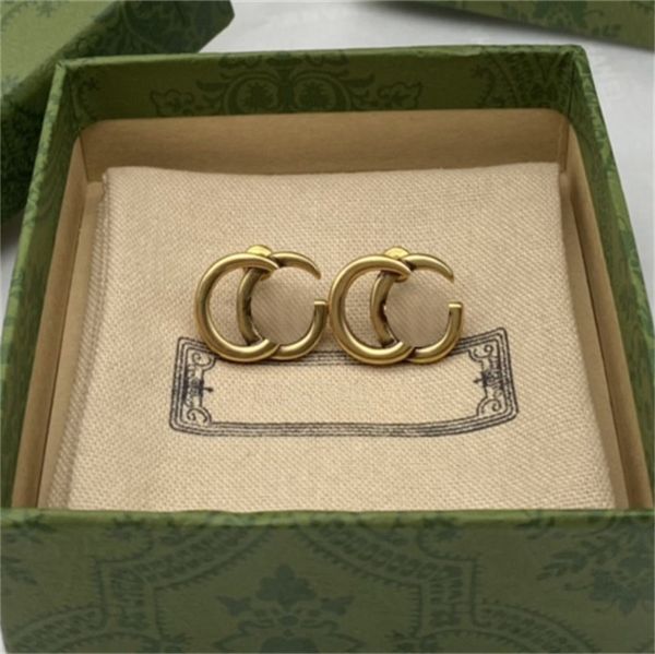 Леди роскошные серьги золотые двойные буквы женские ювелирные ювелирные дизайнеры, бродячие серьги, серебряные кольца из нержавеющей стали.