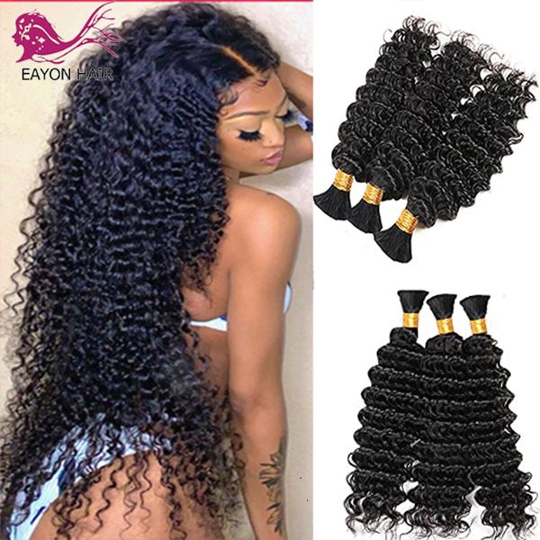 Massa de cabelo humano de onda profunda malaia rendada para trança sem trama 13 pacotes de cabelo humano trançado cor natural 230724