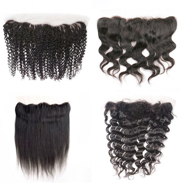 4x13 Spitzenfrontal unverarbeitetes reines brasilianisches Echthaar Mittelteil gerader Körper tiefe Welle Jerry Kinky Curly219J