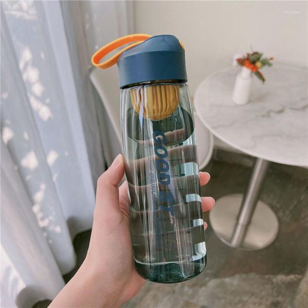 Wasserflaschen Flasche Transparenter Kunststoff Trinkbecher mit Filter Outdoor Saft Milch Sport Tragbares Seil auslaufsicher