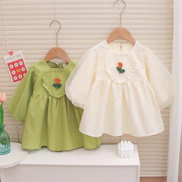 Mädchen Kleider 6M-36M Baby Frühling Herbst Kleidung Baumwolle Spitze Kleid Für Mädchen Drucken Ersten Geburtstag Party 2023