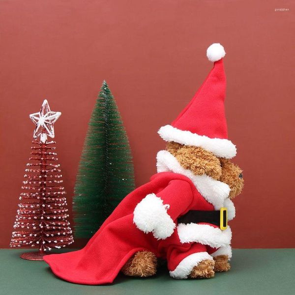 Vestuário para cachorro Inverno Fofo Quente Papai Noel Pet Gato Casaco Jaqueta Fantasia Roupas de Natal Terno