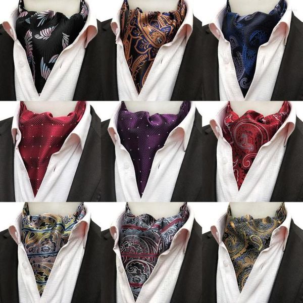 Bow Ties Cravat Erkekler Ascot Tie Klasik Paisley Polka Dot Düğün Partisi Kravatları Jakar Dokuma İş Kırpıyor