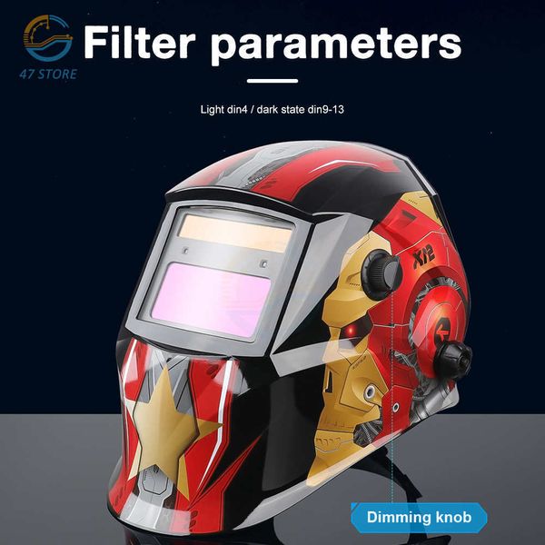 Capacetes de soldagem máscara de soldagem solar capacete elétrico / lente de soldagem segurança anti-UV escurecimento automático faixa ajustável para máquina de soldagem 230721