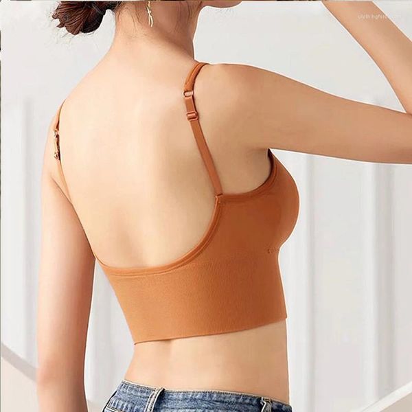 Camisoles Tanks Underwaist Backless Beauty Back Bra Seamless Sport Top da donna Sexy Lingerie Reggiseni push-up Yoga Training Vest Wear