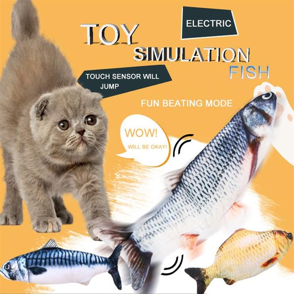 Giocattolo elettrico per gatti Giocattoli automatici per la simulazione di pesci con erba gatta per animali domestici Gioco interattivo adorabile Ricarica USB per forniture per graffi per gattini per cani 20316t