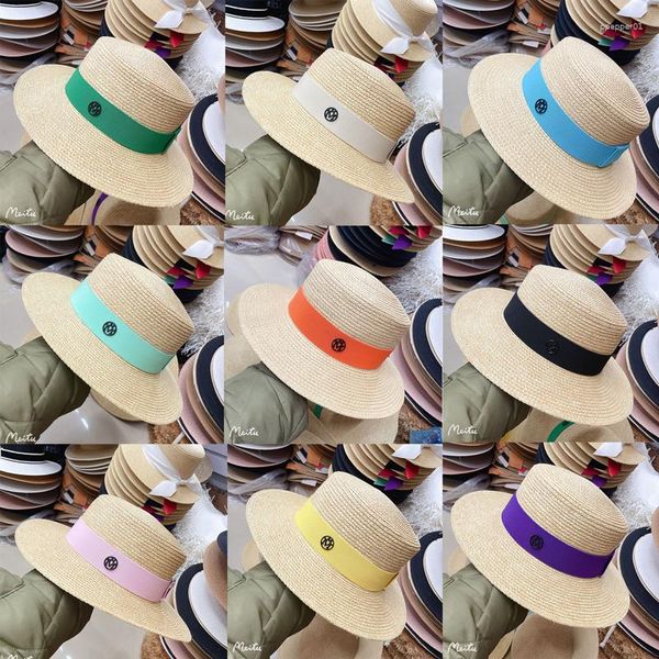 Beralar 2023 LAFITE Çim Düz Üst Renkli Elastik Şerit M etiketi Yaz Siper Şapka Panama Açık Güneşlik