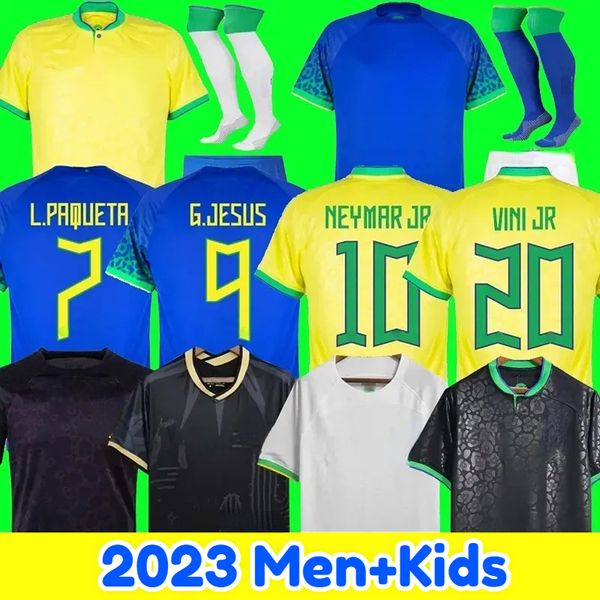 2023 Brezilya Vini Jr. Futbol Formaları Casemiro 22 23 Yeni Takım Brasils G.Jesus P.Coutinho Uzak Erkek Çocuk Kiti L.Paqueta T.Silva Pele Marcelo Futbol Gömlek Üniforması