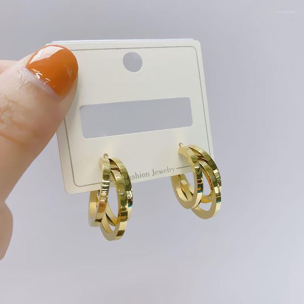 Orecchini a bottone Orecchini in metallo color oro punk Orecchino a cerchio piccolo in acciaio al titanio irregolare coreano per regalo di gioielli da donna
