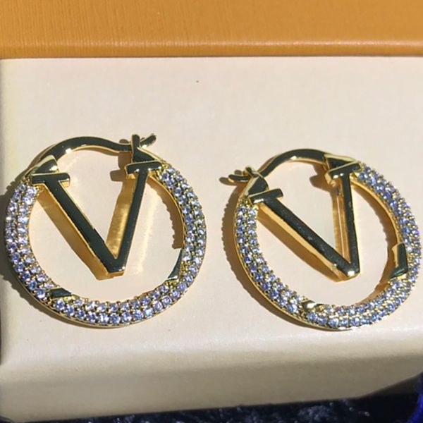 Eardrops de letras simples grandes argolas pingente design feminino moderno diamante brinco banhado a ouro 18k joias joias luxo carta parafuso prisioneiro