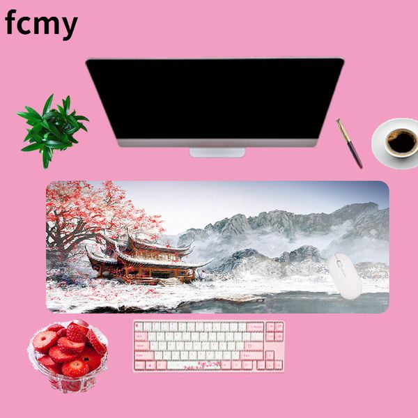 I mouse rosa giapponesi di velocità del giocatore di stile del fiore di ciliegia vendono al dettaglio il tappetino per mouse durevole del desktop Trasporto libero Grande stuoia delle tastiere del rilievo di mouse