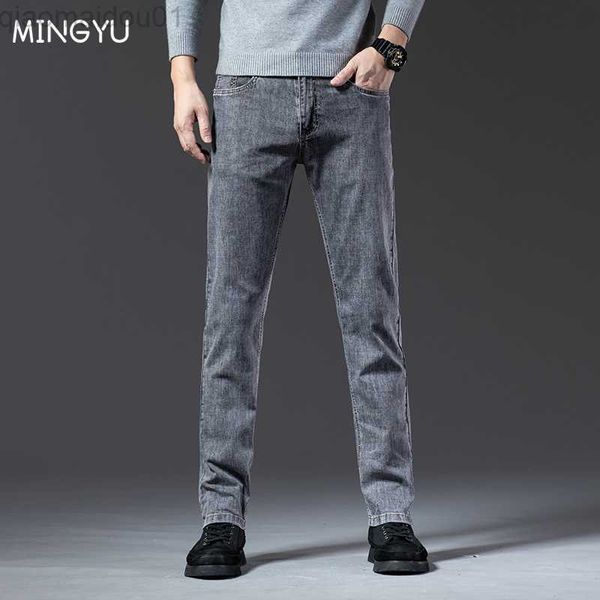 Herren Jeans Mingyu Frühling Herbst 2022 Herren Jeans Business Fashion Slim Fit Vintage Grau Stretch Denim Klassische Hosen Herren Plus Size 28-40 L230724