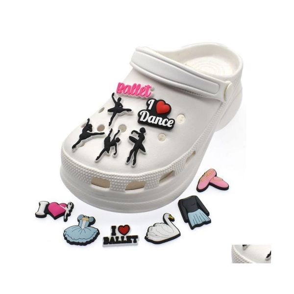 Аксессуары для участков обуви пользователь Pink Clog Charms Pvc Hole Garden Garden Coregle Buckle Для браслета браслетка балетный танец g Del del dhy3m