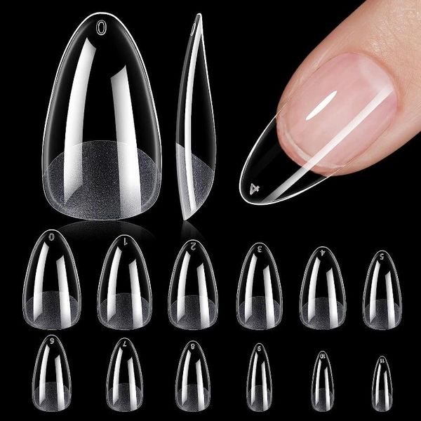 Unghie finte 240PCS / bag Half Matte Press On Soft Gel Nail Tips Almond Oval Manicure DIY Stiletto Pointy X Full Cover