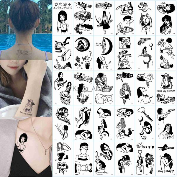 Tatuaggi Temporanei 30pcs Adesivi Tatuaggio Finto Sexy Tatoo Temporaneo Old School per Mani Braccio Body Art Tatouage Temporaire Femme Homme Wodoodporne x0724