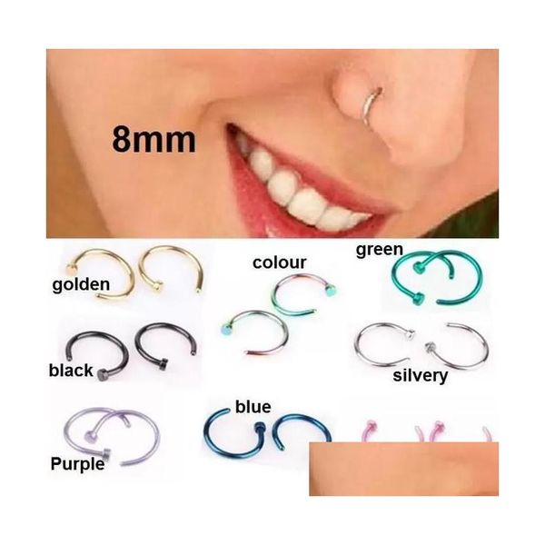 Anéis de nariz Studs Na moda Body Piercing Jóias Moda Jóias Aço Inoxidável Open Hoop Anel Brinco Falso Non Drop Delivery Dhyoj