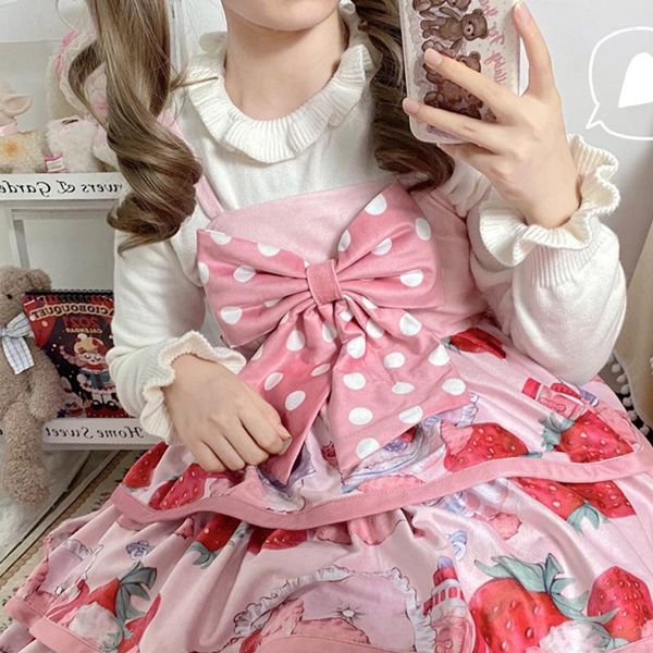 Camisolas femininas Outono Inverno Japonês Soft Girl Gola Ruffle Sólido Suéter Básico Kawaii All-Match Lolita Malhas Pulôveres Top Feminino