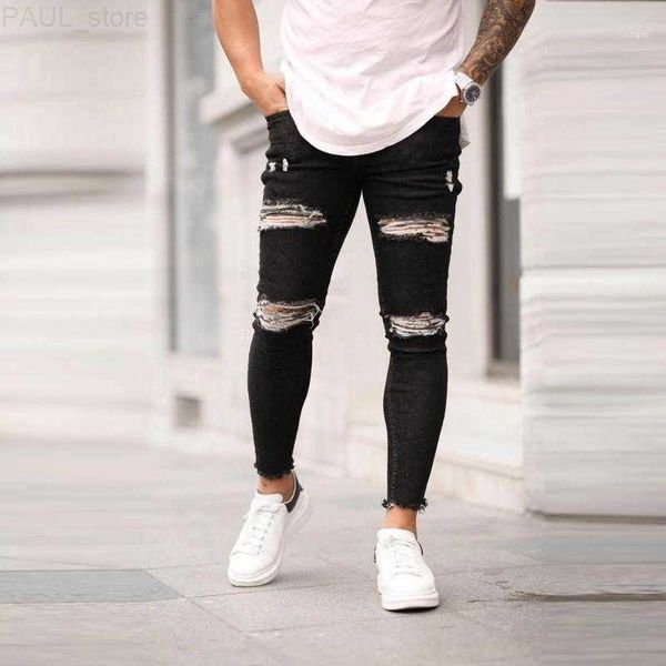 Jeans da uomo 2021 Stile di marca Pantaloni skinny strappati alla moda strappati sfilacciati sfilacciati Pantaloni jeans Hip Hop # g301 L230724