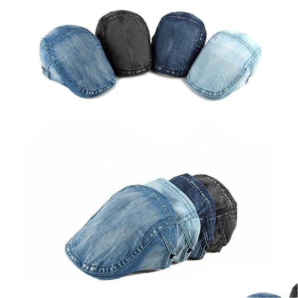 Berretti Vintage Denim Berretto Uomo Donna Uni Jeans Cappello da strillone Primavera Autunno Cappelli Berretto con visiera Casual Cappellini regolabili in avanti Drop Delivery Fashio