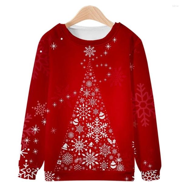 Felpe con cappuccio da uomo Uomo Donna Harajuku Streetwear Pullover con stampa rossa Top Felpe girocollo a maniche lunghe natalizie casual