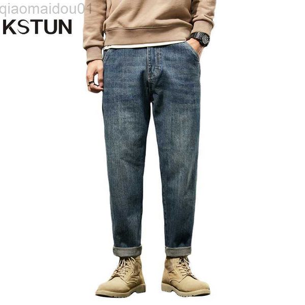 Мужские джинсы Jeans Men Men Ship Fit Blue Bacgy Jeans Fashion Spring и осенние брюки для ног Джинсовые брюки Мужская одежда Harem Pants L230724