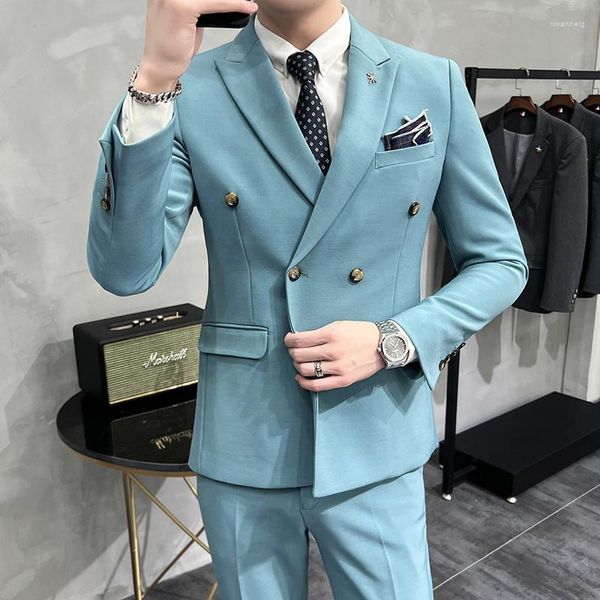 Ternos masculinos (jaquetas colete calças) terno de três peças 2023 primavera casual negócios estilo britânico vestido de noiva do noivo blazers