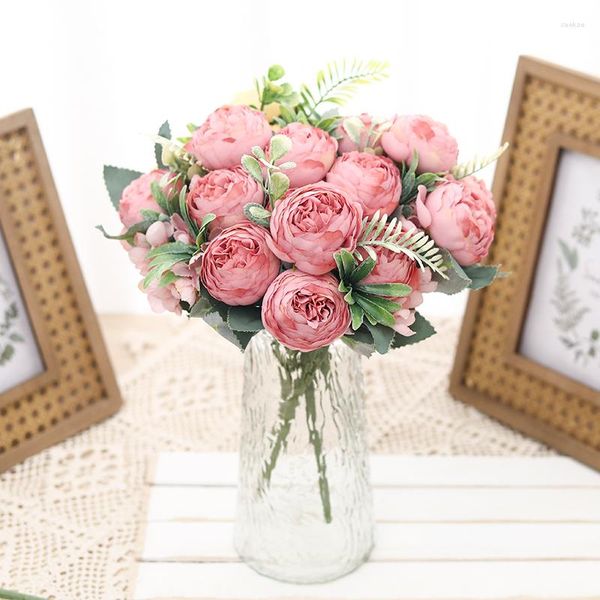 Декоративные цветы Красивый пион искусственный большой букет шелк для вазы дома свадебные украшения