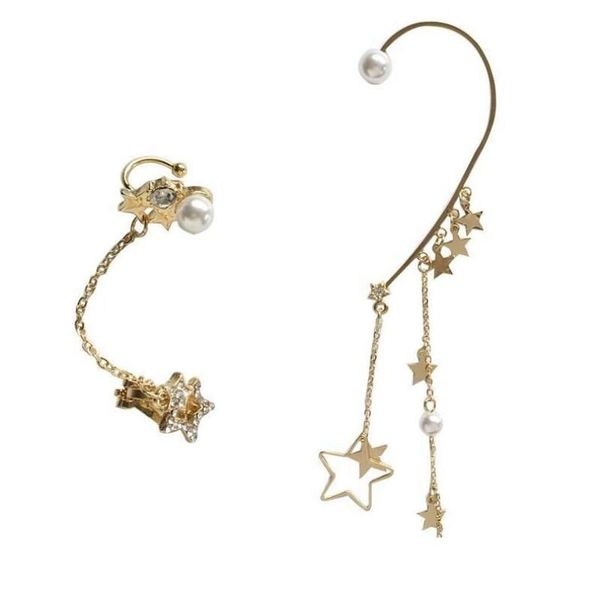 Мода ушной манжеты с асимметричным темпераментом Beautif Women Sarring Cuffs Stars Tassel жемчужные серьги с каплями доставки украшения