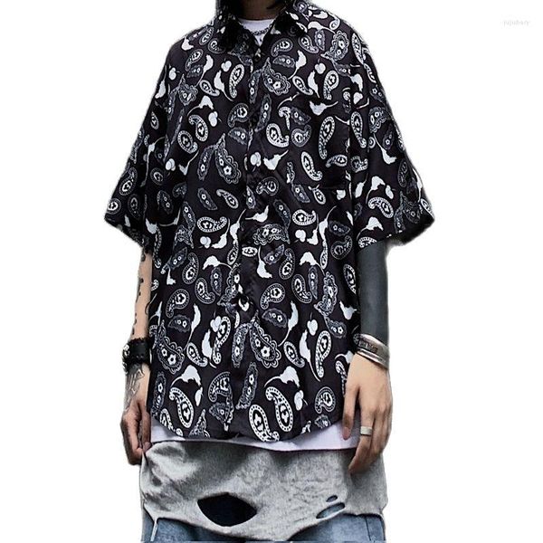 Männer Casual Hemden Sommer Paisley Shirt Männer Hip Hop Bandana Print Oversize Harajuku Kurzarm Streetwear Fashion Hiphop Mann