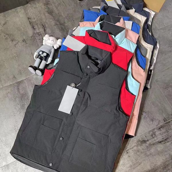 Canadá Giletmens Coletes Mens Colete Designer Jaqueta Gilet Luxo Down Mulher Colete Pena Cheia Material Casaco Grafite Cinza Preto Branco Azul Pop Casal Casaco Vermelho Label Si