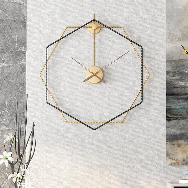 Relógios de parede Minimalista Relógio de metal Design moderno Luxo elegante Salão grande Varinha de cozinha Uhr Móveis para sala de estar YY50WC