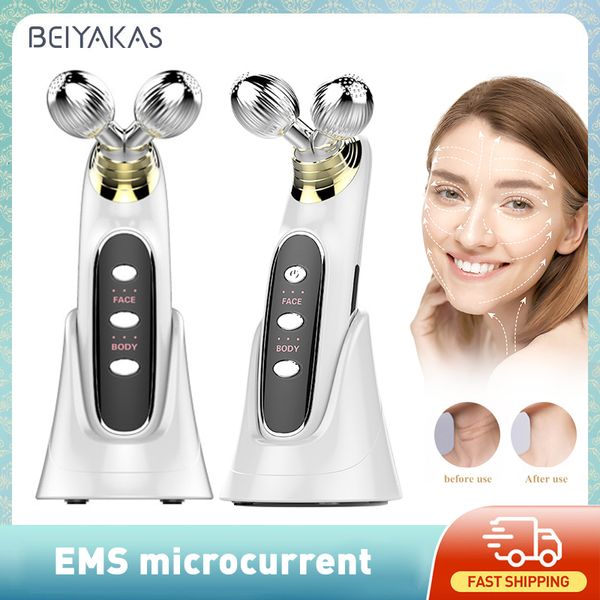 Massageador facial EMS rolo elétrico em forma de V massageador micro fluxo elevador beleza máquina de massagem queixo duplo ferramenta de cuidados com a pele 230720