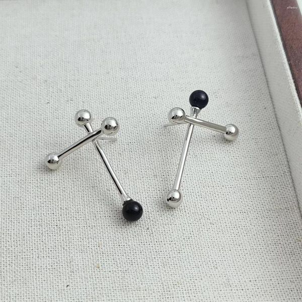 Ohrstecker Schwarzer Achat Ball X Kreuz Für Frauen Ungewöhnliche Dinge Cooler Einzigartiger Schmuck Koreanische Mode Im Jahr 2023