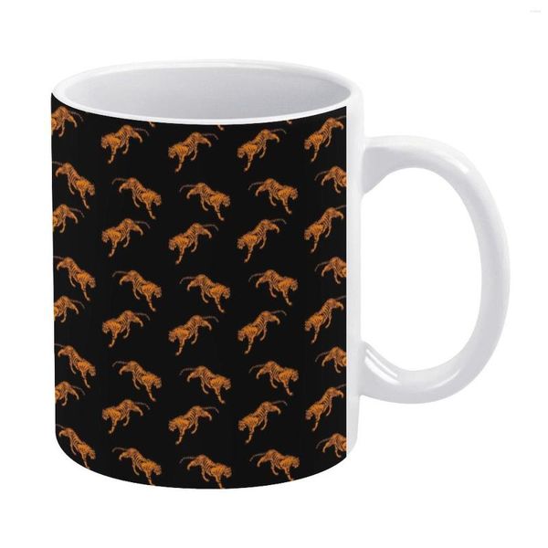 Canecas Caneca de Tigre Perseguindo Impressão de Animal Selvagem Atacado Xícaras de Porcelana Modernas Latte