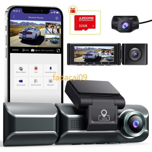 Auto dvr AZDOME M550 Cam Anteriore Interno Posteriore A tre Vie Dash Camera 4K1080P Dual Channel Con GPS WiFi IR Visione NotturnaHKD230701