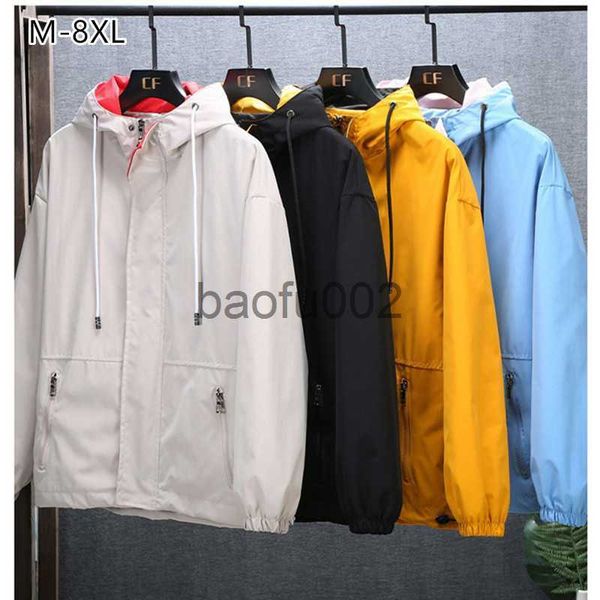 Erkek Ceket Kargo Ceketleri Erkekler Serin Bahar Sonbahar Windbreaker Erkekler Artı Boyut 7xl 8xl 6xl Japon Sokak Giyim Hoodie Bombacı Sarı Katlar J230724