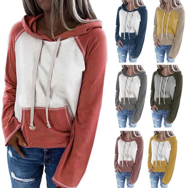 Kadın Hoodies Kazak Renk Eşleşmesi Sıradan kazak 2023 Avrupa ve Amerikan Hoodie Sudaderas Para Mujer