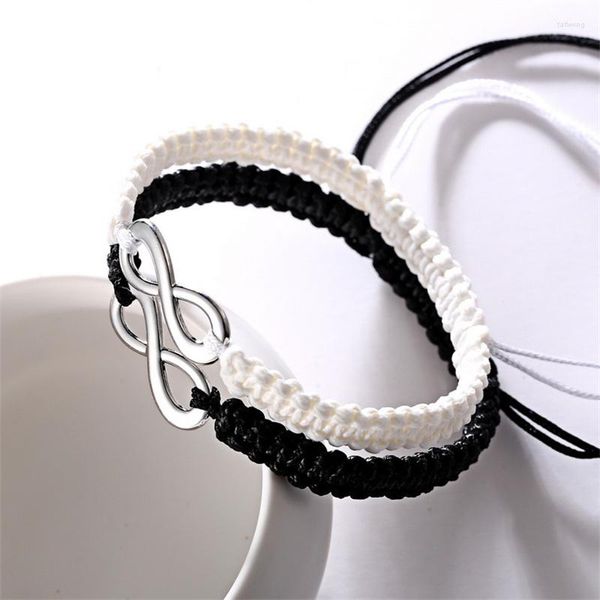 Braccialetti con ciondoli Simbolo di infinito Filo intrecciato Corda Bracciale fortunato Donna Uomo Ciondoli Gioielli fatti a mano per braccialetti regalo per amanti