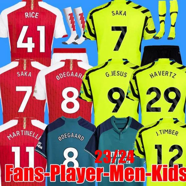 23 24 Maglie da calcio Arsen Shirt da calcio Saka G. Jesus Odegaard Rice Havertz Gunners Martinelli Smith Rowe Thomas Nketiah Zinchenko Trossard Men Kids Set Child Kit