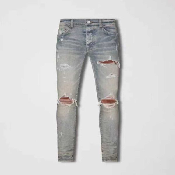 Jeans da uomo Cool Rips Stretch Designer Distressed Ripped Biker Slim Fit Washed Motorcycle Denim Pantaloni da uomo Hip Hop Fashion Uomo 02ju1dju1d