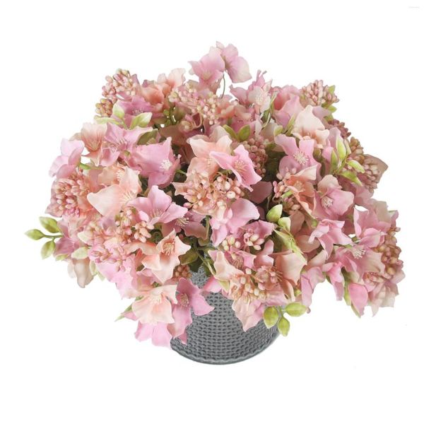 Flores decorativas Bouquet de flores de seda artificial Lírio multicolorido Noiva falsa Casamento Festa de família Decoração