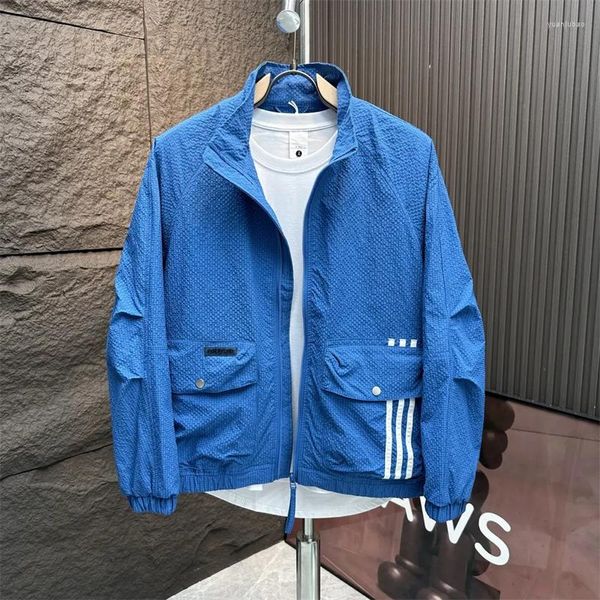 Vestes pour hommes Bomber Jacket Spring Summer Sunblock Coat Men Splicing Stand Collar All-match Cargo Casual American Sun-protecting Clothing