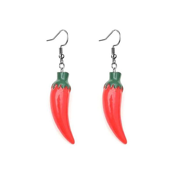 Charm Peperone verde per donne Resina Cibo divertente Gioielli vegetali Orecchini pendenti unici per feste Consegna regalo di compleanno