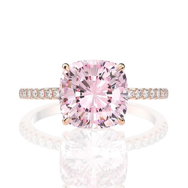 18K Rose Gold Pink Sapphire Diamond Ring 925 Серебряные обручальные кольца для женщин для женщин Fine Jewelry244k