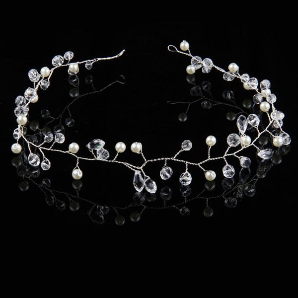 Scintillanti oro argento gioielli per capelli cristallo perle finte diademi fasce per capelli per la sposa festa di nozze corone fasce brillanti strass H216f